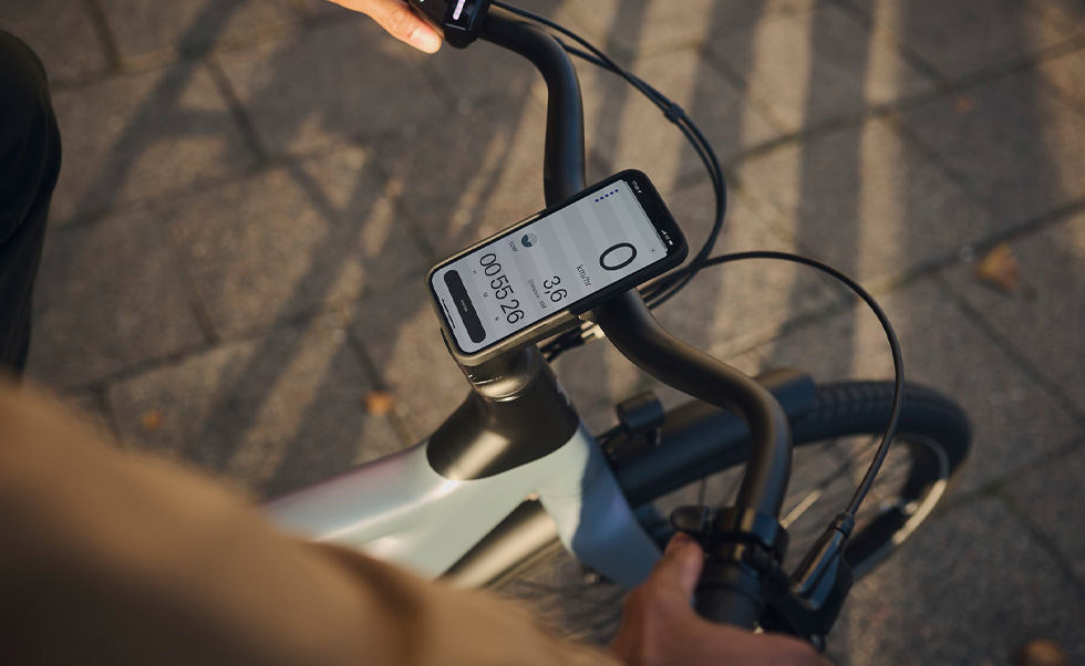 Klanten kunnen in real time routegegevens bekijken op hun e‑bike.