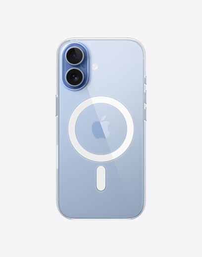 iPhone 17, заден екстериор, Clear case с MagSafe, Fusion система камери горе вляво