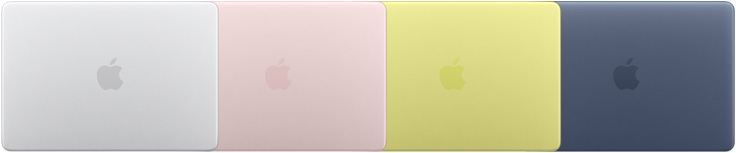 Eksterior empat model MacBook&nbsp;Neo, yang&nbsp;memperlihatkan empat&nbsp;warna berbeda